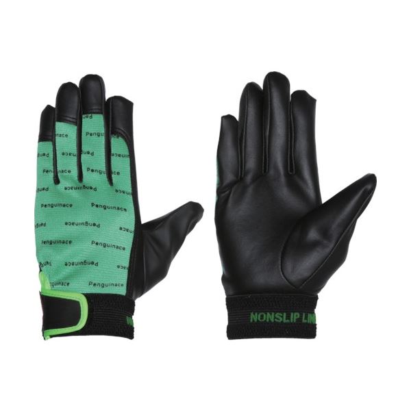 （まとめ）ペンギンエース ノンスリップエレカー 黒 LL グリーン PA-2124 1双[x3]