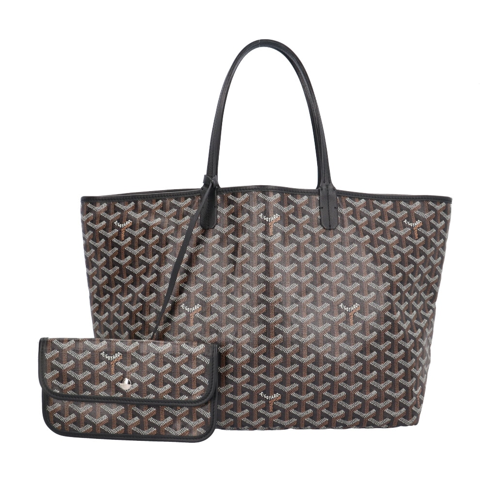 ゴヤール サンルイPM トートバッグ PVCコーティングキャンバス ブラック GOYARD 中古 美品