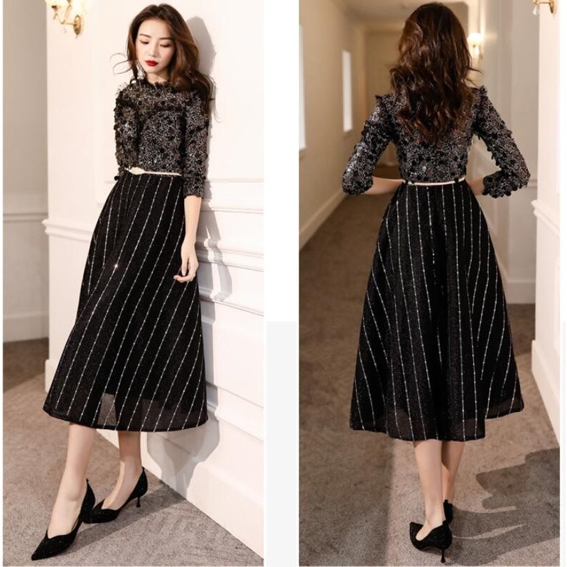 袖あり ミディアムワンピース パーティードレス 20代30代40代 ウエディングドレス おしゃれ ミ