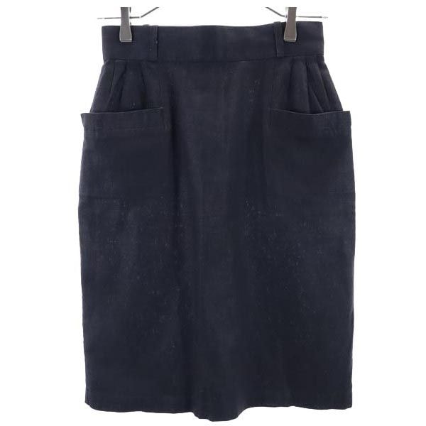 クリスチャンディオール スポーツ リネンブレンド ミディ丈 スカート M 黒 Christian Dior SPORTS レディース