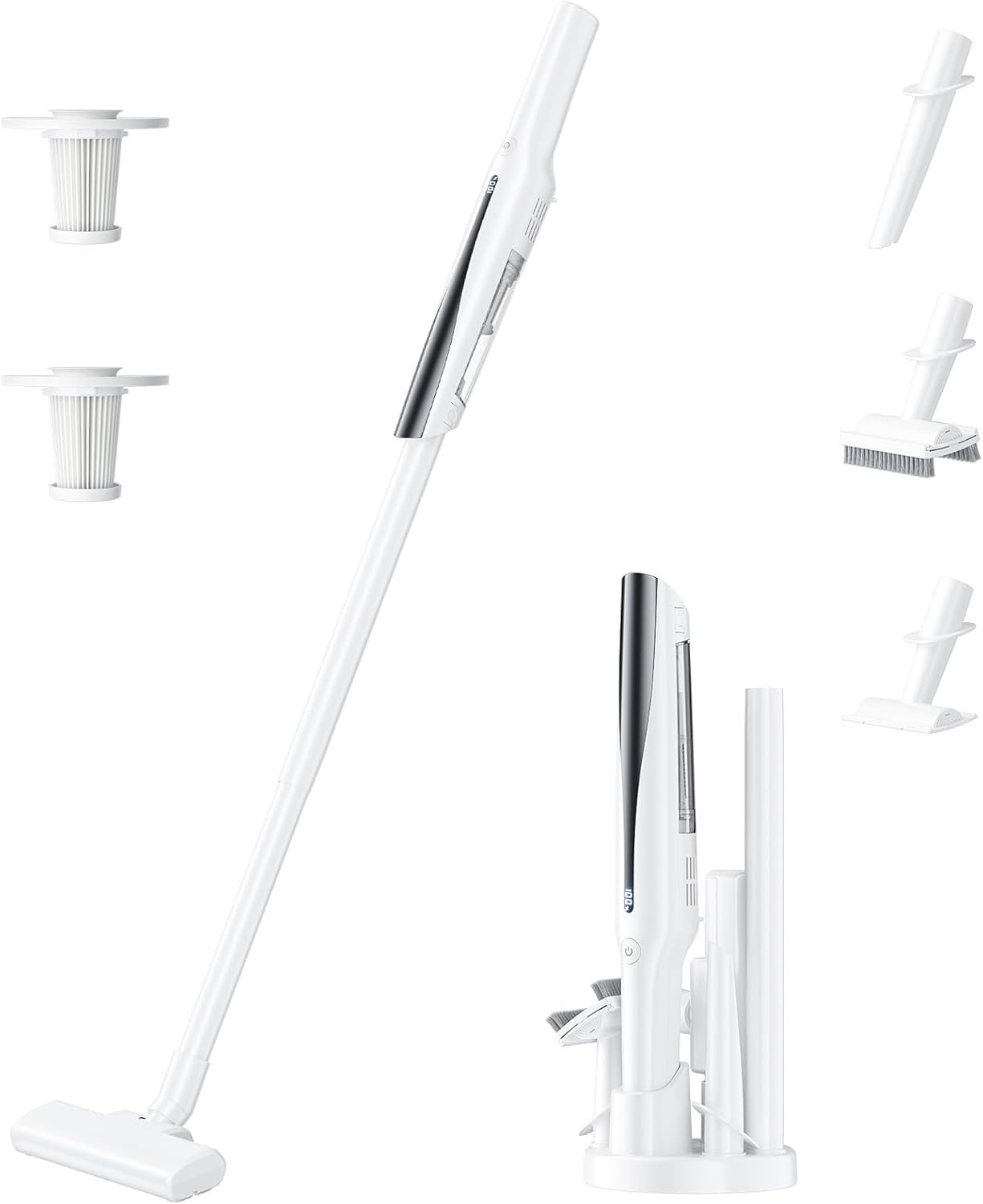 掃除機 コードレス【収納スタンド付き&置くだけで充電】 0.5kg 超軽量 28Kpa強力吸引 最大40分連続稼働 スティッククリーナー ハンディ掃除機 2way仕様 USB Type-C充電式