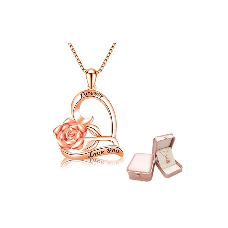 ネックレス 925シルバー ローズ ピンクゴールドアクセサリ ハート型ペンダント 45cm 4,674円