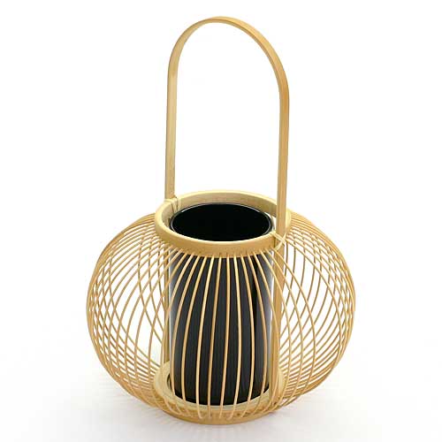 花器・竹細工　駿河竹千筋細工　花器　椿（さらし）　静岡県伝統工芸品　伝統工芸士・黒田英一 作　職人が竹ひごを組んで千筋にして作り上げられた花瓶　繊細で滑らかな曲線美
