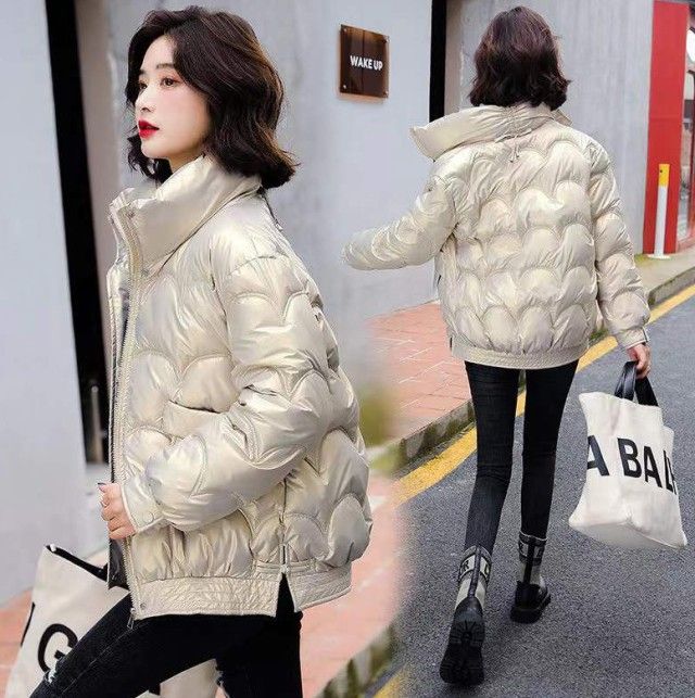 ダウンジャケット レディース ショート アウター 冬 ショートダウン スタンドカラージャケット 大きいサイズ 3L 黒 光沢 秋冬 カジュアル おしゃれ 大人可愛い バレンタイン プレゼント