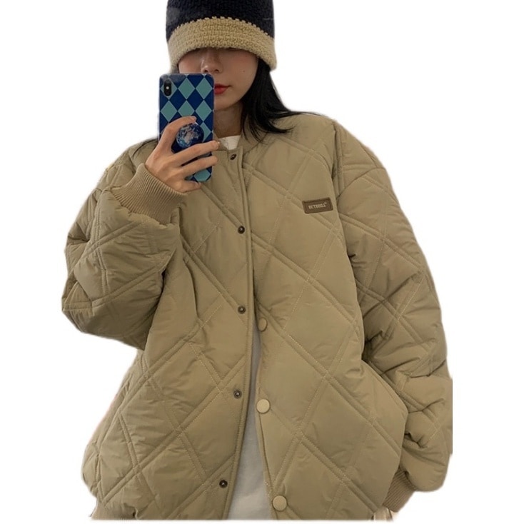 ダウンジャケット アウター ジャケット 上着 ダウンコート 長袖 ラウンドネック 襟なし 綿 厚手