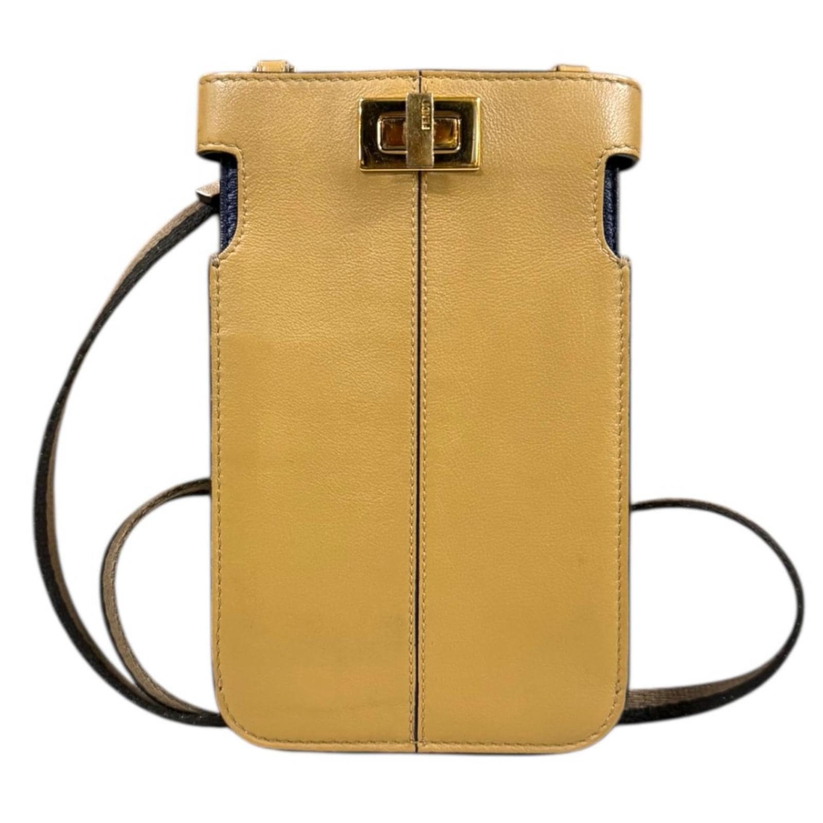 フェンディ ピーカフォン ショルダーバッグ レザー 8M0442 ベージュ FENDI 中古