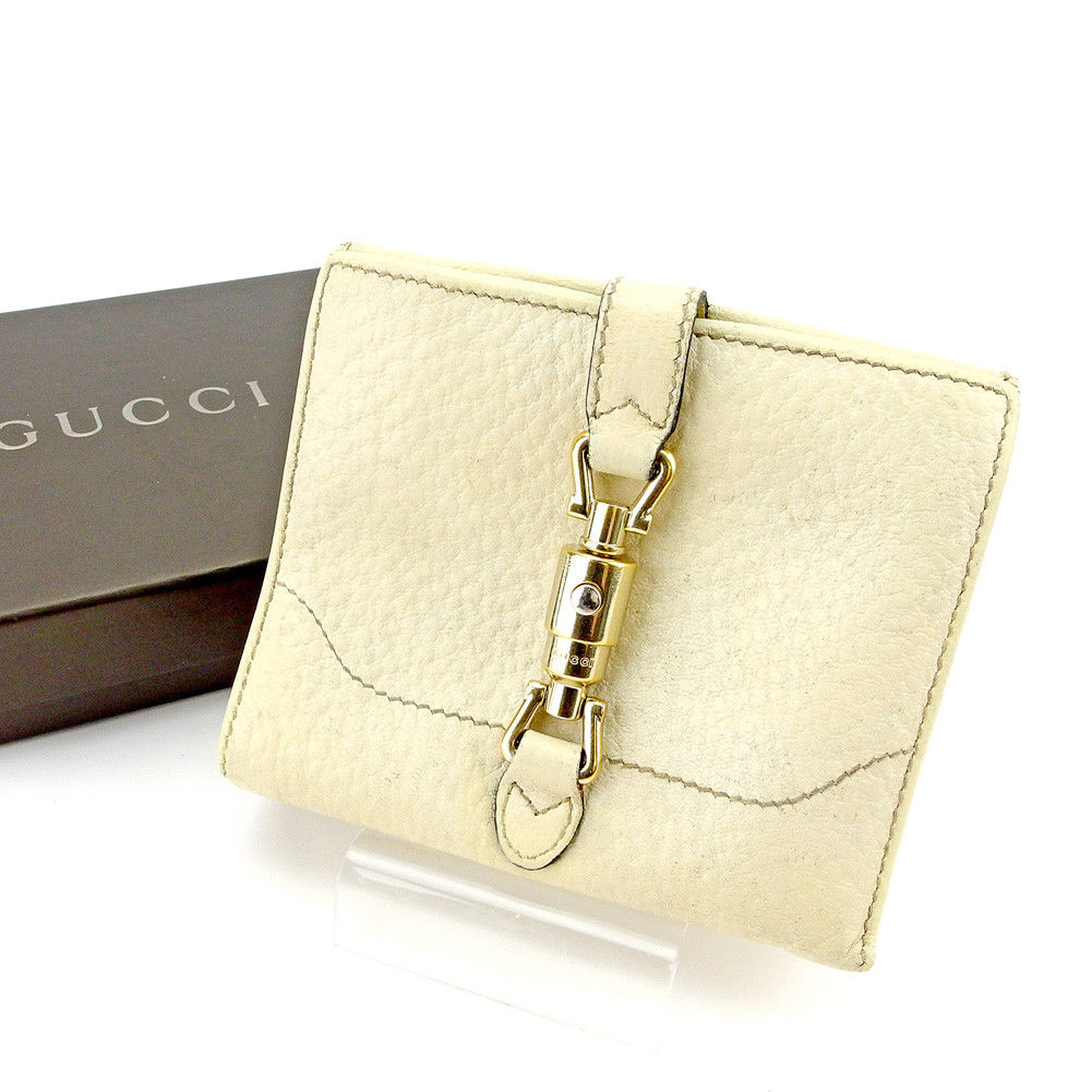 Wホック 財布 二つ折り ニュージャッキー ベージュ ゴールド 中古