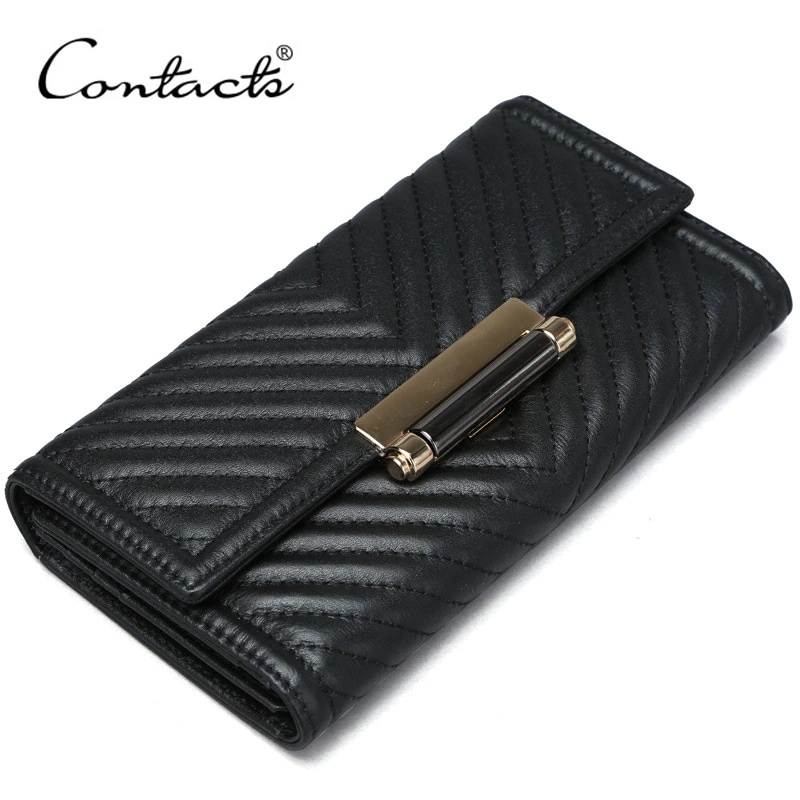 牛革ファッション刺繍女性長財布多機能長型カジュアル多カード位レディース革クリップ