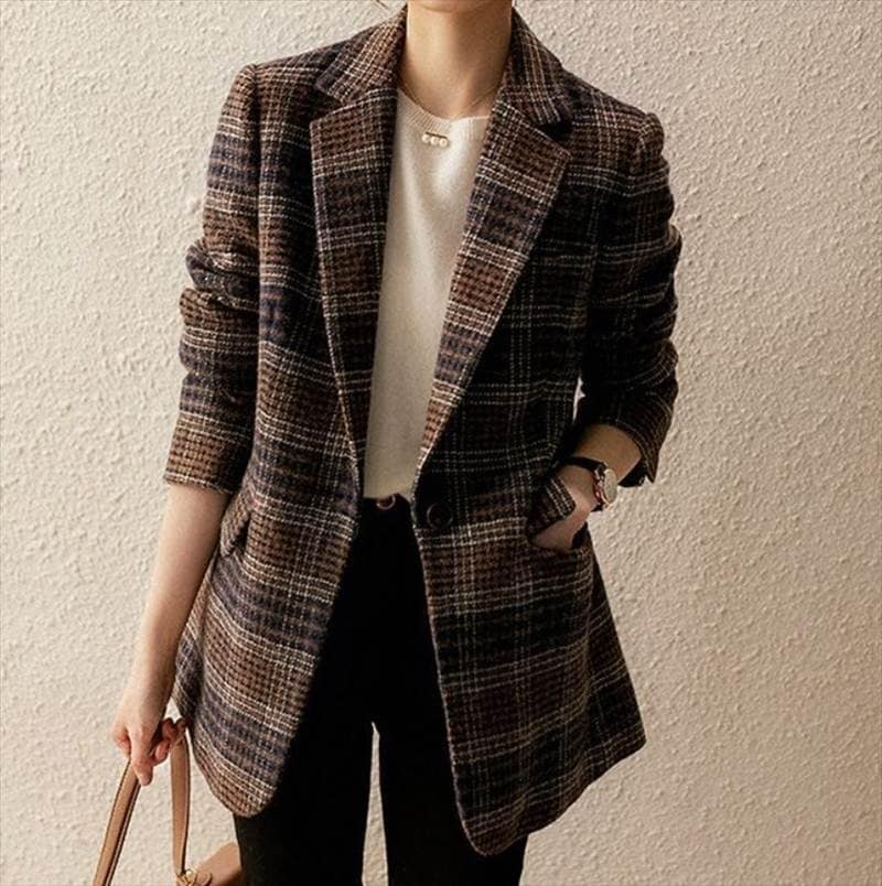 アウター ジャケット レディース 長袖 Vネック 襟付き ポケット 前開き ツイード かわいい 大人可愛い きれいめ おしゃれ かっこいい レトロ こなれ感 ラフ メンズライク マニッシュ ボーイッシ