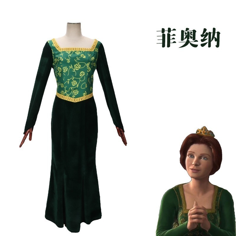 シュレック コス スーツ フィオナ ドレス ハロウィン コスプレ コスプレ 女装 準備在庫