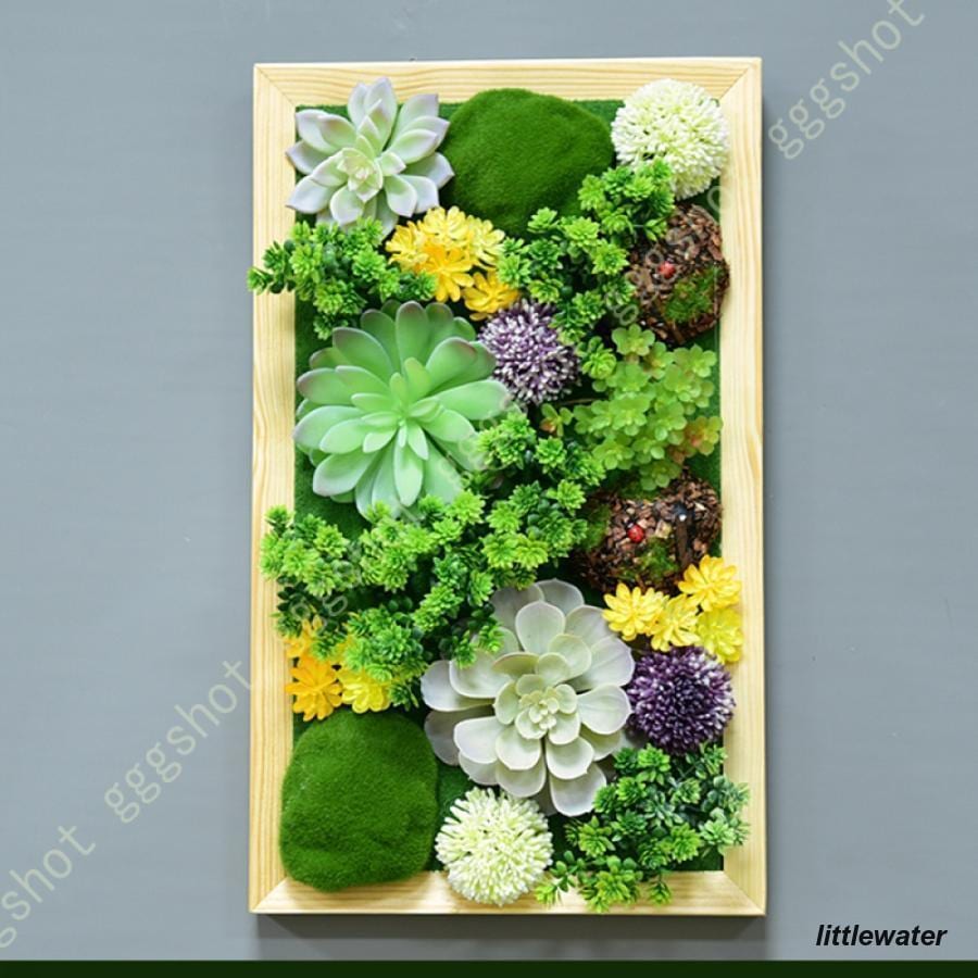 ウォールグリーン 壁掛け リアル 人工観葉植物 フェイクグリーン 木枠 北欧風 観葉植物 おしゃれ インテリア エアープランツ 室内 フレーム アンティーク 雑貨