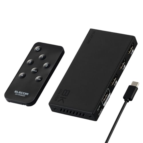 エレコム HDMI 切替器 8K 60Hz 3入力1出力 リモコン付き 【自動・手動切替が選べる】 PS5・4 / Nintendo Switch/Fire TV Stick 他 DH-SW8KB31