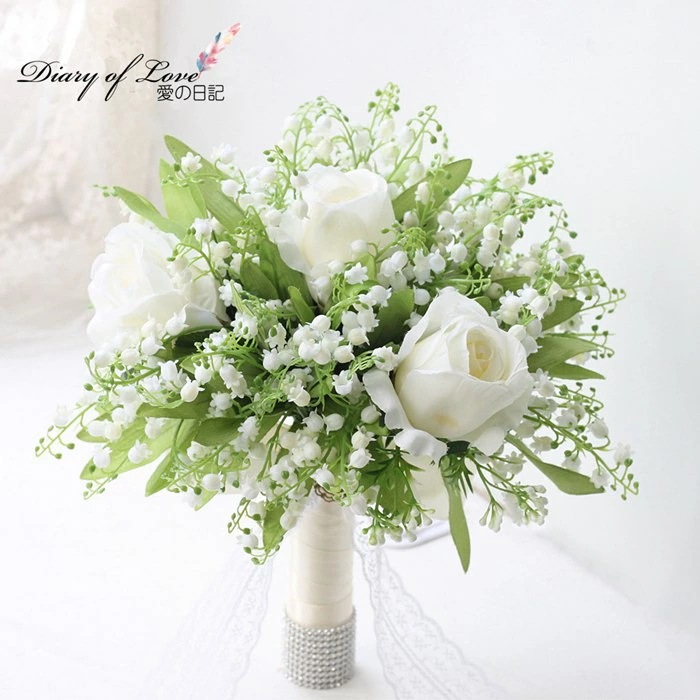 ブライダルブーケ 造花結婚式 ブライダル フラワー 白バラ　ウェディングブーケ　ドウダンツツジ　ホワイト【造花ウェディングブーケブライダルブーケウエディングブーケブーケ】花嫁 写真撮り 結婚