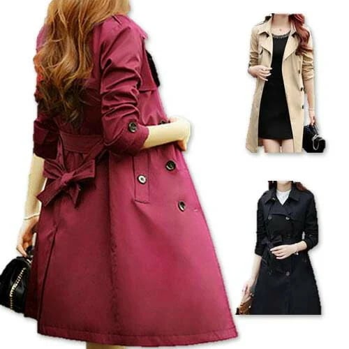 【急速出荷!】新作 トレンチコート 大きいサイズ レディース スプリングコート 春コート ロング丈 ロングコート エレガント きれいめ 大人可愛い 黒 赤 ピンク ワイン ボルドー ベージュ アウター