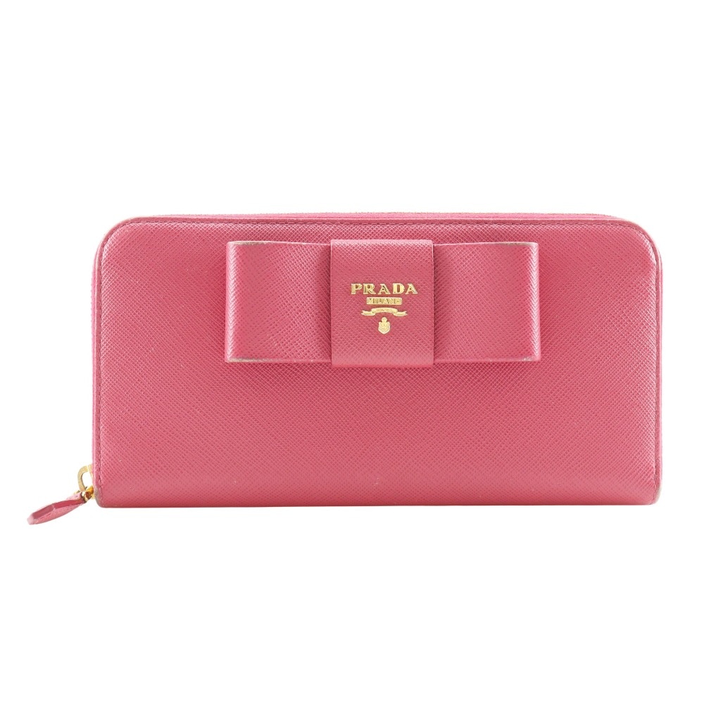リボン 1ML506 長財布 サフィアーノ PEONIA ピンク レディース 中古品
