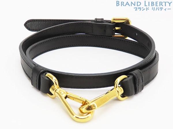 ほぼ新品プラダレザーショルダーストラップ調整可能ブラックゴールド金具