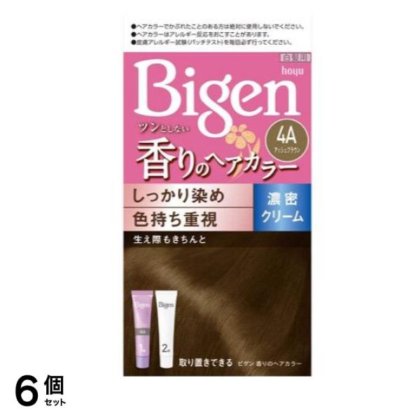 ビゲン 香りのヘアカラー クリーム 4A アッシュブラウン [1剤40g+2剤40g] 1個 6個セット