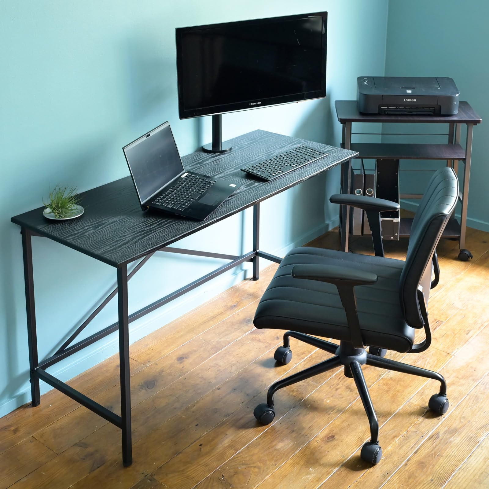 【JIS基準合格】山善 パソコンデスク 幅120cm 奥行48cm 耐荷重60kg 勉強机 ワークデスク シンプル ブラック FSD-R1248