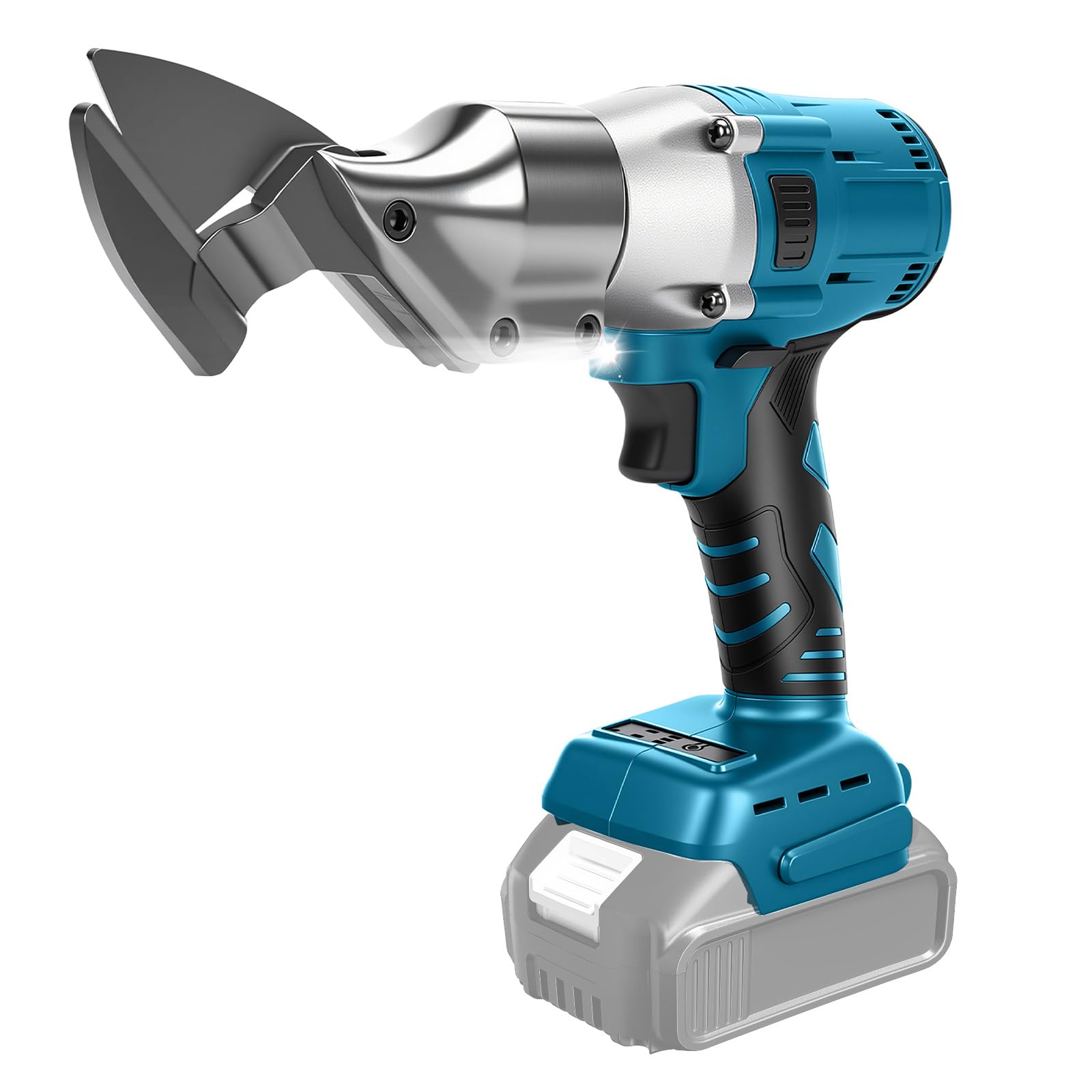 電動メタルカッター 充電式メタルカッター 【マキタ互換品】 板金ハサミ ブラシレスモーター【1600RPM 高出力180N.m】無段変速機能 360度回転 直線曲線両用 LED照明ライト マキタ18