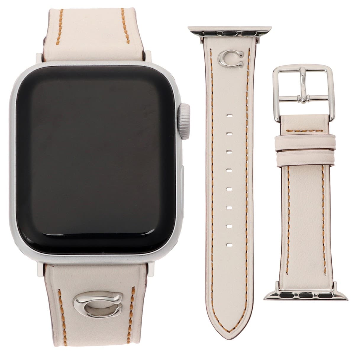 [訳ありアウトレット] コーチ アップルウォッチ用 ストラップ 替えベルト COACH レディース 【38mm/40mm/41mm ケース対応 ベルトのみ】 Cロゴ カーフスキンレザー チョーク 交