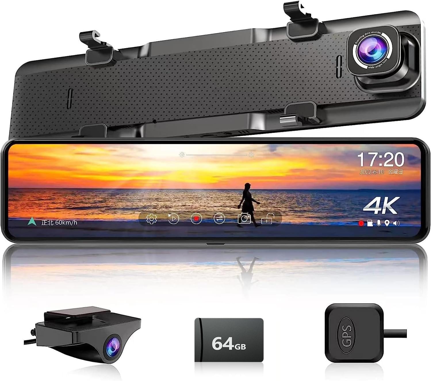 JADOドライブレコーダー ミラー型 4K録画 後カメラズーム機能 2160P 12インチ 前後カメラ デジタルインナーミラーIMX415センサー Type-C電源ポート 夜間撮影 HDR/WDR搭載