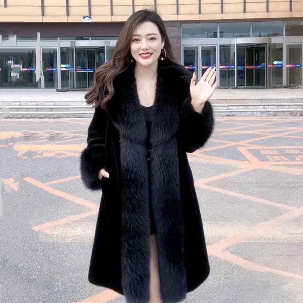 厚手 ロングコート 冬新しい フェイクミンク 毛皮コート おしゃれ セミロング丈 トップス アウター フェイクファー