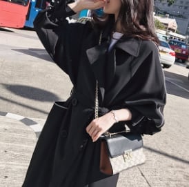 トレンチ コート アウター ロング コート スプリング コート ロング丈 ボタン 長袖 ベルト付き 襟あり ルーズ 韓国 大人 おしゃれ かっこいい 春 スプリング 春先 秋 オータム カジュアル l