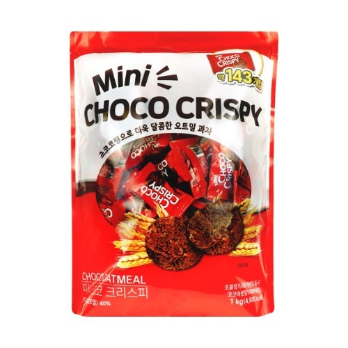 ミニチョコクリスピー1kgオートミールクッキースクールオフィスタンビールームスナックティータイムデザートキャンプパーティー