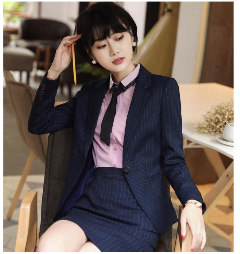 スーツ レディース スリーピース 青 黒リクルートスーツ ビジネススーツ ストライプ 洗える OL 女性用 通勤 オフィス パンツスーツ スカートスーツ 結婚式 二次会 ジャケット＋ベスト＋ズボン/ス