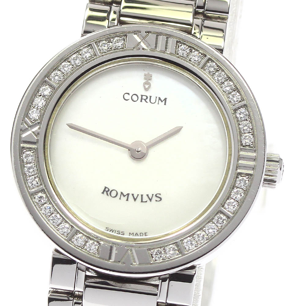 良品【CORUM】コルム ロムルス ダイヤベゼル 165.128.47 V459 クォーツ レディース_708456【中古】