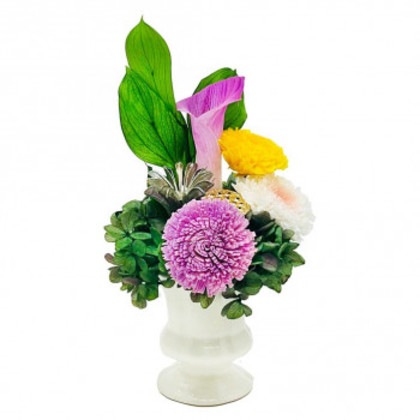 A＆K プリザーブド仏花 偲(花器付き) AKM-002