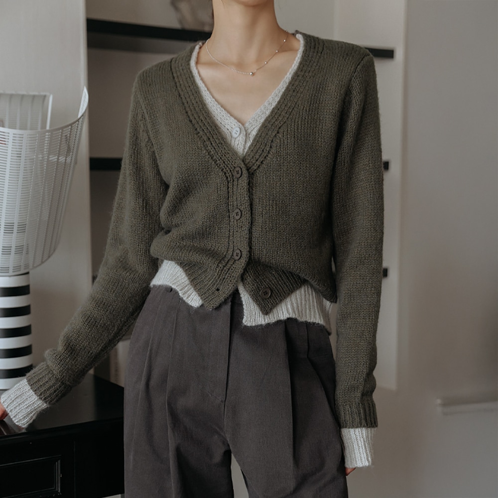 コネインVネックレイヤードニットカーディガン