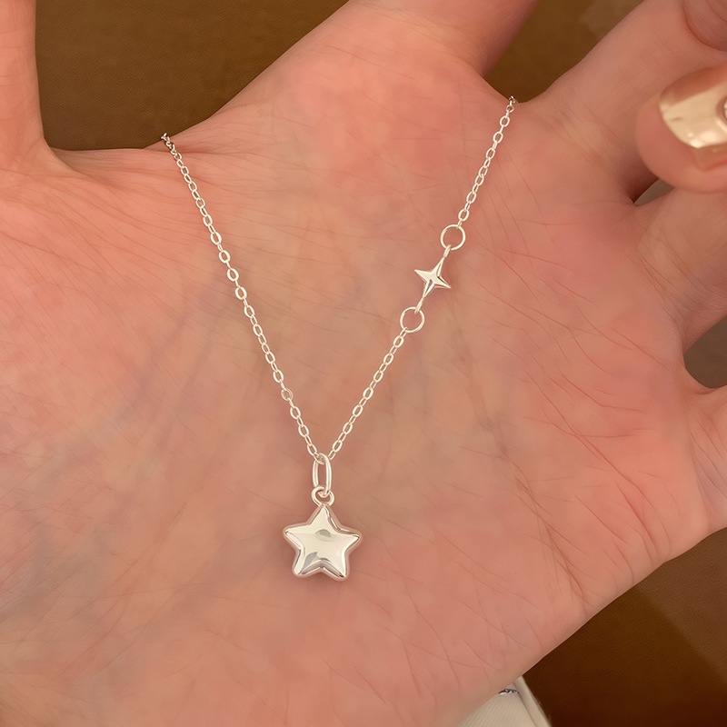 Tao Le スターリングシルバーの五芒星ネックレスドレスと合わせるのに最適ユニークで絶妙な鎖骨チェーンファッショナブルなシルバーチョーカー