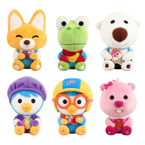 [J] ポロロ感覚触覚遊びもちもち人形6点セットぬいぐるみクッション枕 Doll