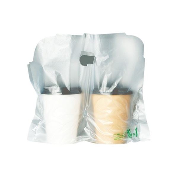 （まとめ）ミヤゲン カップ持ち運び袋キャリーカップ（バイオマス配合） 2個用 CAB04 1パック（100枚）[x10セット]