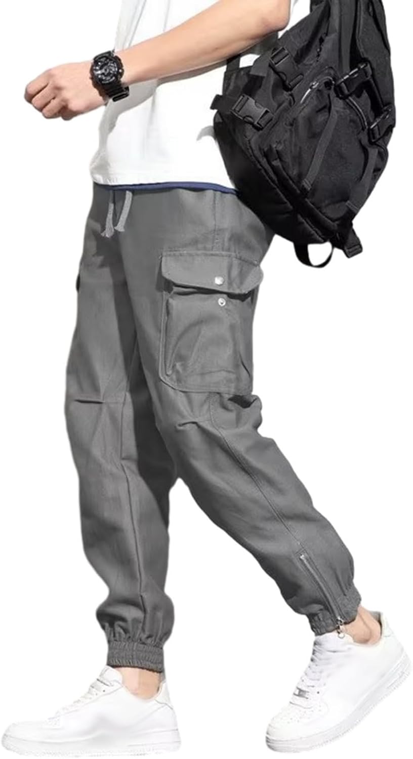 カーゴパンツ メンズ バギーカーゴパンツ ストレート ロングパンツ ウエストゴム紐 ポケット付き 袴パンツ 大きい ボトムス リラックス おしゃれ 綿混紡 カジュアル 旅行 パンクストリート ゴシック