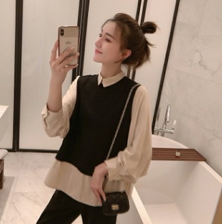 トップス ボトムス パンツ ブラウス プルオーバー クロップドパンツ ロング ロング丈 袖あり 長袖 襟付き セミフレア ワイド 切り替えデザイン 上下セット 2点セット ツーピース かわいい