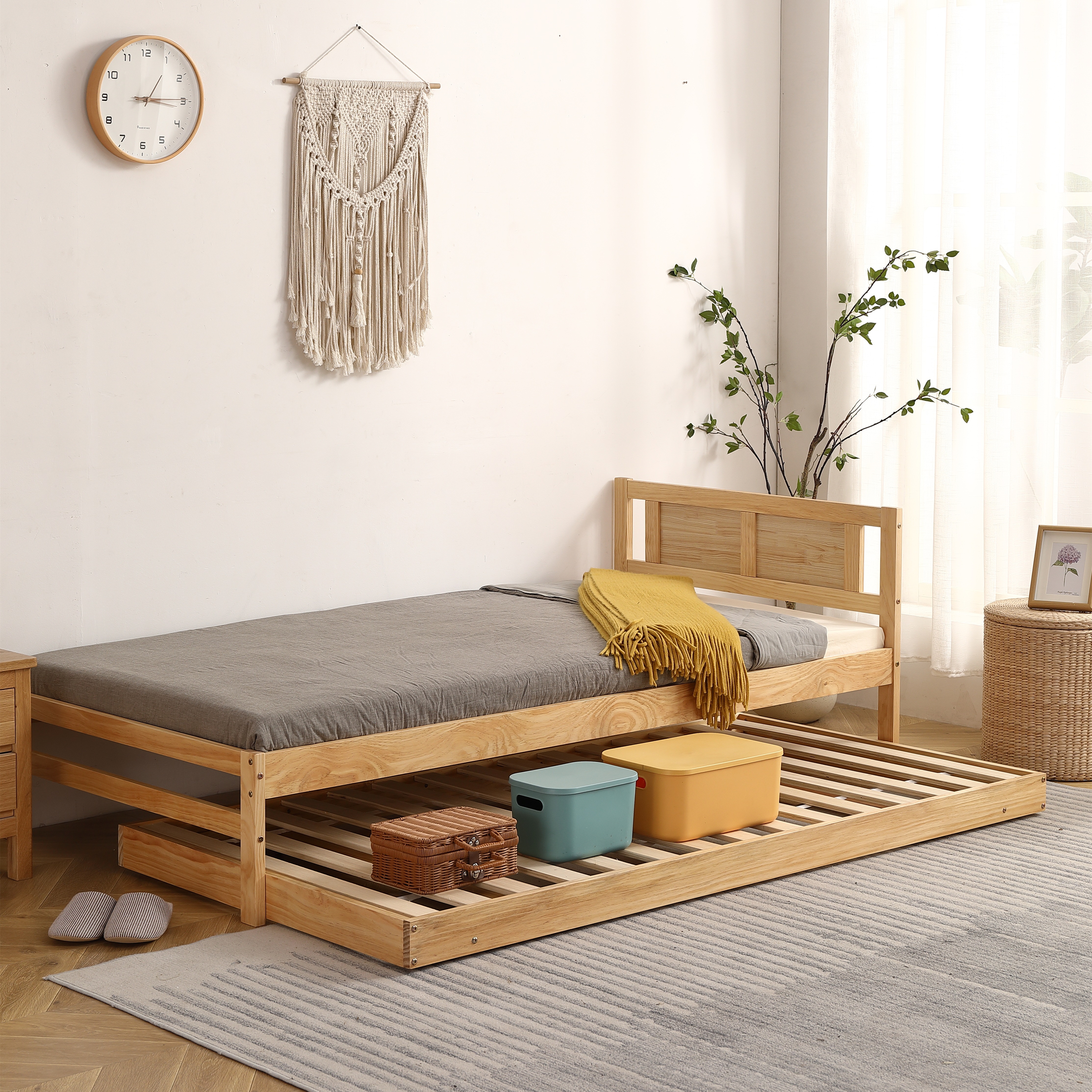 【74】国内入荷済【新作】【ナチュラル】親子ベッド 二段ベッド ウッドベッド シングルベッド ディベッド エキストラベッド 収納 北欧風 おしゃれ 大人用 子供用