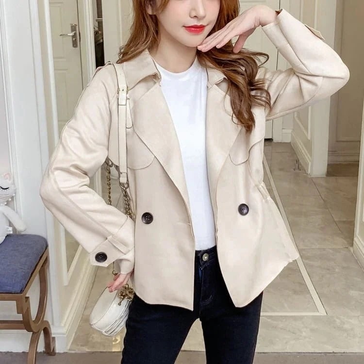 コート アウター トレンチ ミディアム丈 ウエストゴム ペプラム ドロップショルダー 切り替え