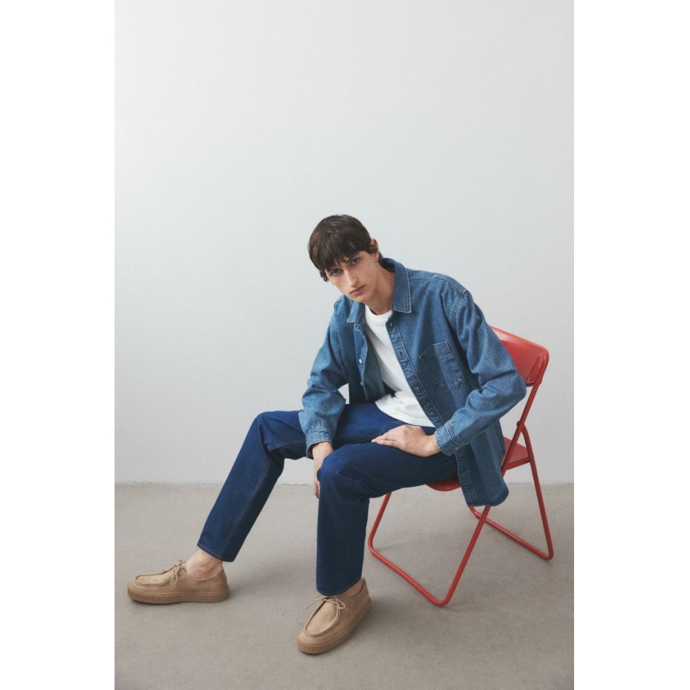 H&M ルーズフィットデニムシャツデニムブルー