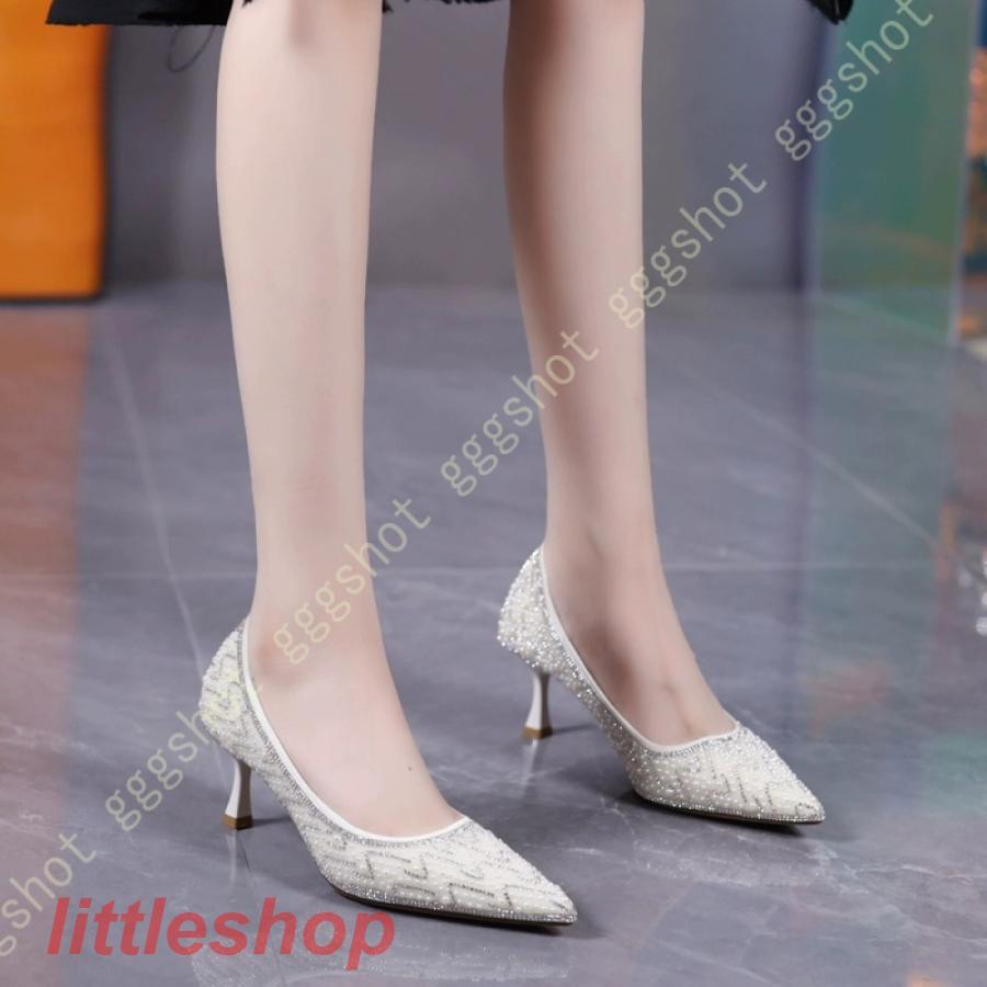 営业促进 パンプス 結婚式 ブライダルシューズ ハイヒール ポインテッドトゥ グリッター パンプス レディース ハイヒール シューズ ピンヒール 結婚式 靴 パンプス 美脚