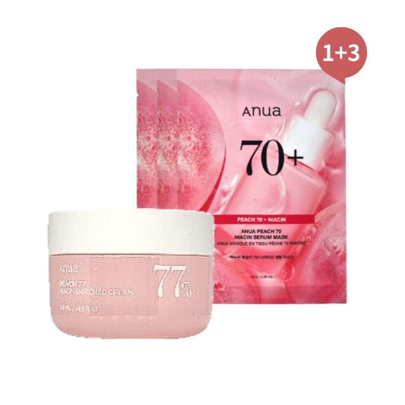 セット【1+3】 桃77 ナイアシン クリーム 50ml+桃70マスクパック 25g 3枚/韓国コスメクリームセット