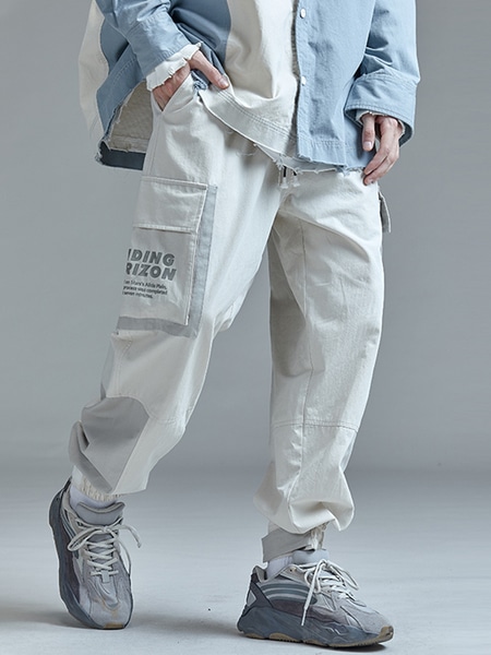 マルチポケット ヒップホップ プリント アプリコット オーバーオール