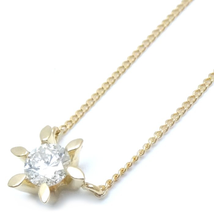 ダイヤモンド ネックレス 一粒ダイヤモンド0.24ct K18YG イエローゴールド/75753【中古】