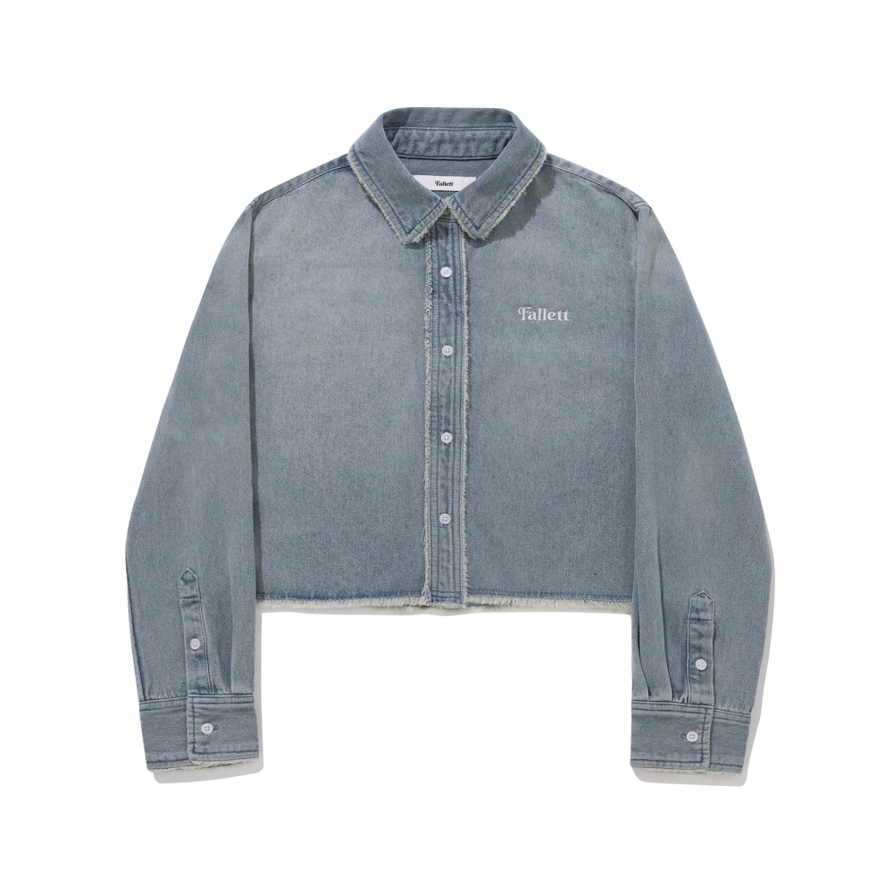 ファレットデニムダメージクロップシャツブルー 8,338円