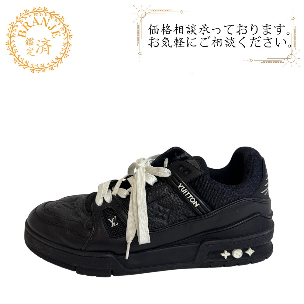 1AARF1 トレイナーライン LV レザー スニーカー ブラック メンズ