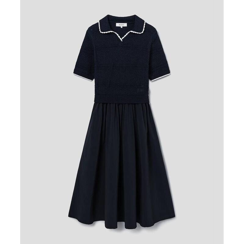 BEANPOLE LADIES クロシェ配色ニットドレス ネイビー (BF635UC03R) BF635UC03R 422959