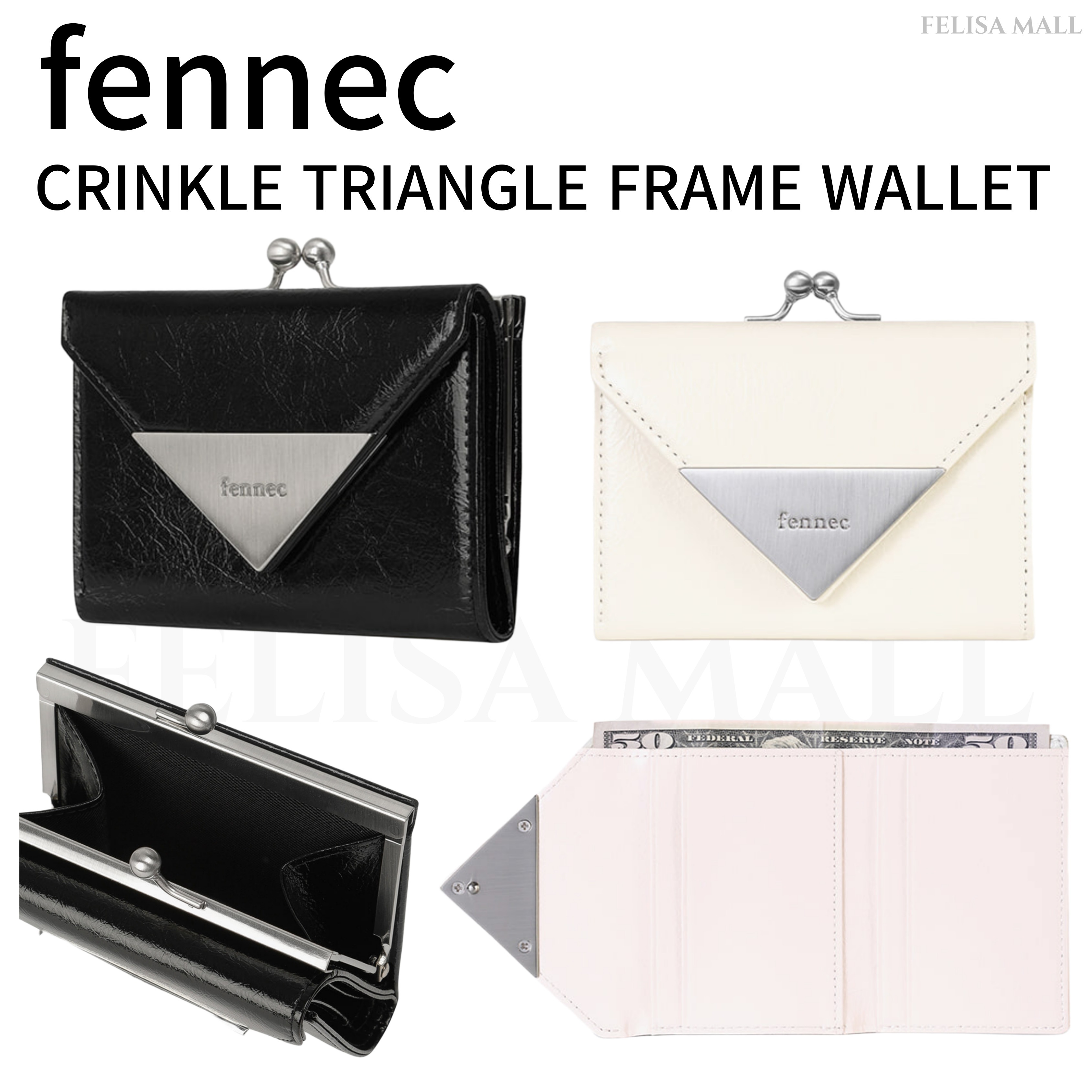 [FENNEC] CRINKLE TRIANGLE FRAME WALLET 女性人気 韓国財布