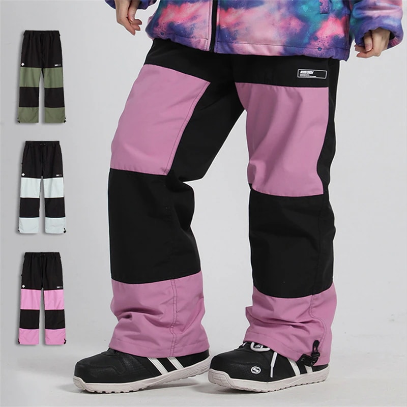 スノーボード ウェア パンツ 単品 メンズ レディース スノーウェア スキーウェア スノボ 切り替え 配色 防風防水防雪防寒保温通気 耐摩擦 韓国