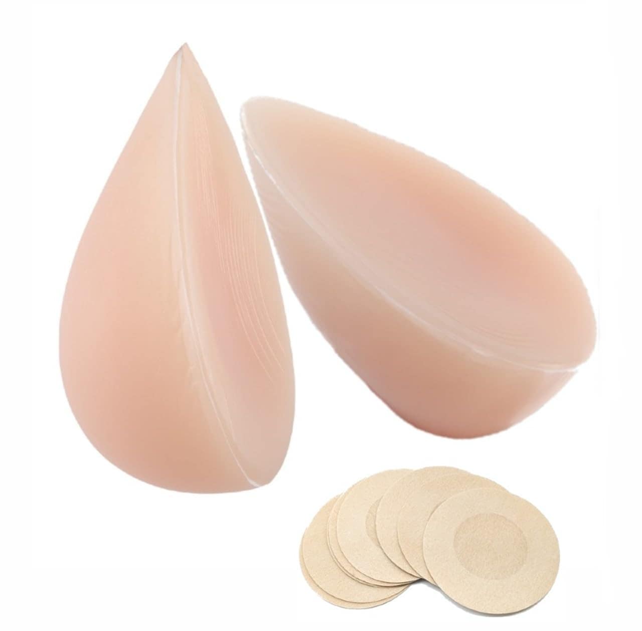 [ミコプエラ] 揺れる 粘着 式 シリコンバスト 人工乳房 偽胸 補正 ニプレス セット (肌色, 600g Cカップ)